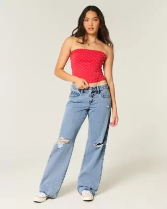 Curvy Low-Rise Ripped Medium Wash Baggy Jeans