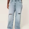 Curvy Low-Rise Ripped Medium Wash Baggy Jeans