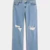 Curvy Low-Rise Ripped Medium Wash Relaxed Straight Jeans