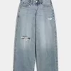Curvy Low-Rise Ripped Medium Wash Super Baggy Jeans