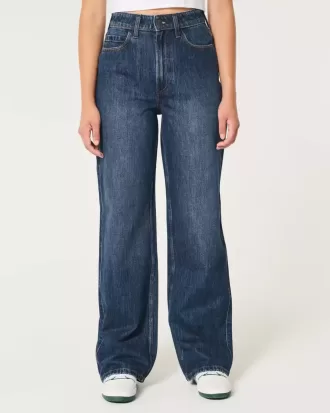 Curvy Ultra High-Rise Dark Wash Baggy Jeans