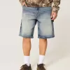 Dark Wash Baggy Denim Shorts