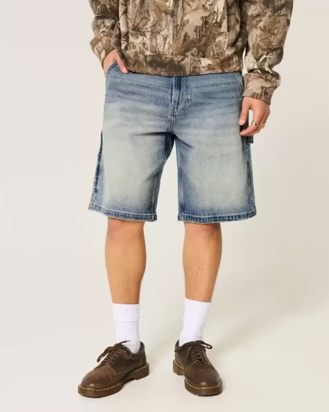 Dark Wash Baggy Denim Shorts