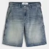Dark Wash Baggy Denim Shorts