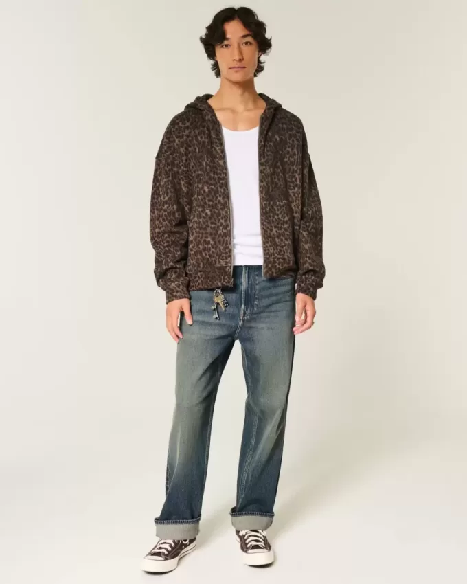 Dark Wash Embroidered Baggy Jeans