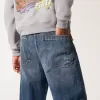 Dark Wash Logo Embroidery Super Baggy Jeans