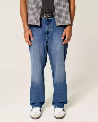 Dark Wash Rose Graphic Baggy Jeans