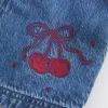 Denim Cherry Graphic Mini Dress