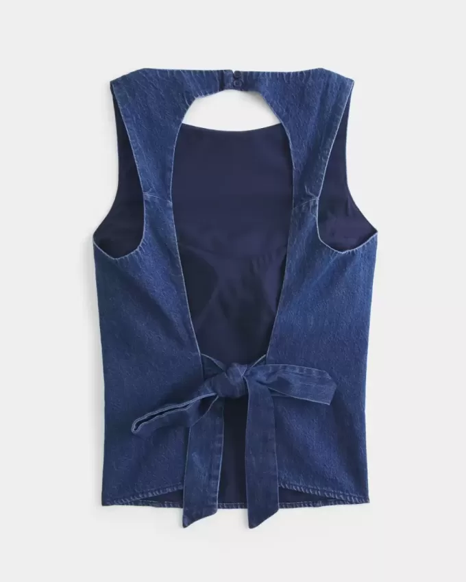 Denim Open-Back Top