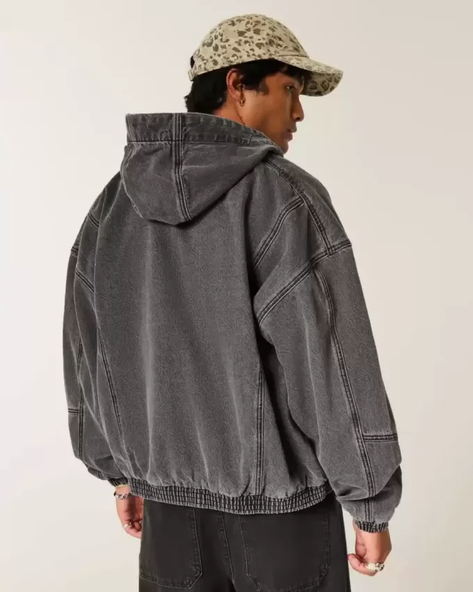 Denim Zip-Up Skater Jacket