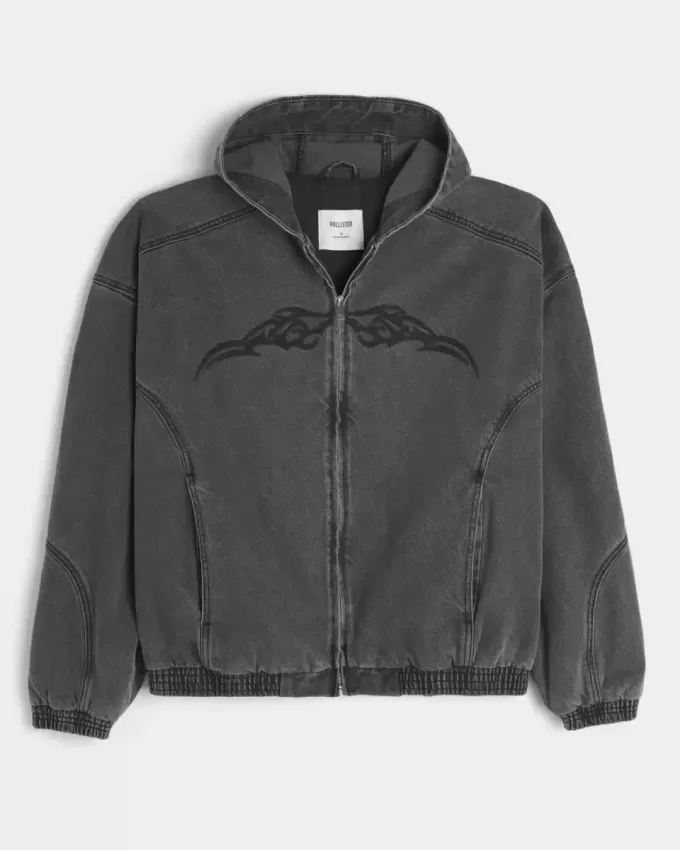 Denim Zip-Up Skater Jacket