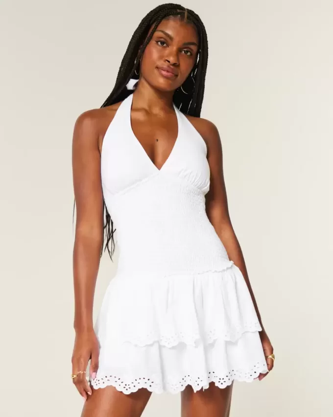 Double-Tier Smocked Halter Skort Dress Double-Tier Smocked Halter Skort Dress