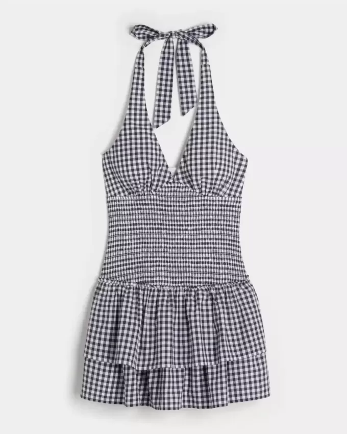 Double-Tier Smocked Halter Skort Dress