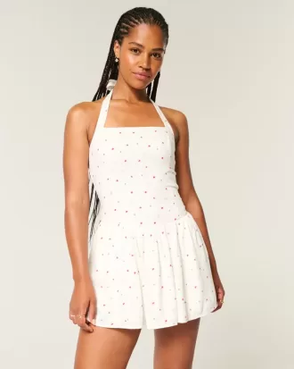 Drop-Waist Halter Mini Dress