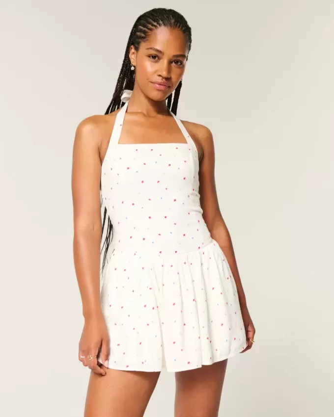 Drop-Waist Halter Mini Dress