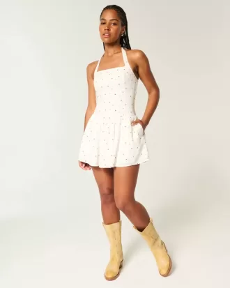 Drop-Waist Halter Mini Dress