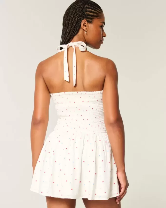 Drop-Waist Halter Mini Dress