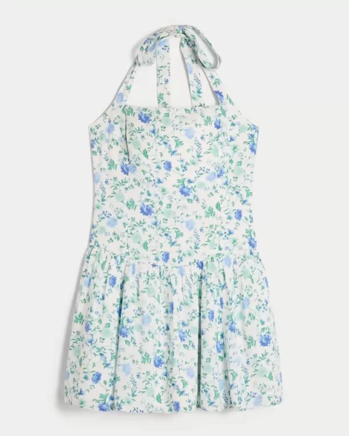 Drop Waist Halter Mini Dress