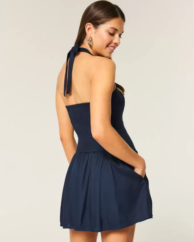 Drop Waist Halter Mini Dress