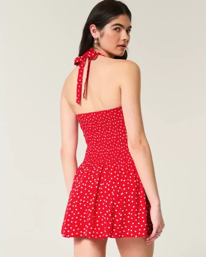 Drop-Waist Halter Mini Dress