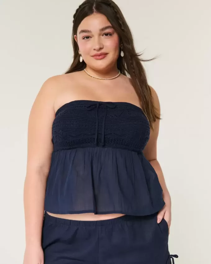 Easy Crochet-Style Fabric Mix Strapless Top