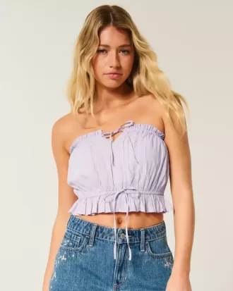 Easy Crop Strapless Lace Inset Tube Top