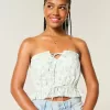 Easy Crop Strapless Lace Inset Tube Top