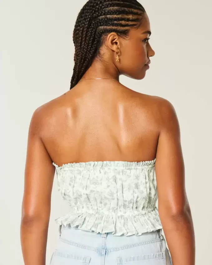 Easy Crop Strapless Lace Inset Tube Top