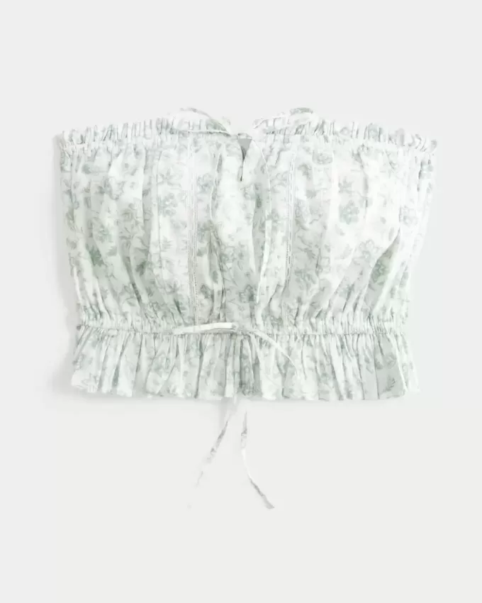 Easy Crop Strapless Lace Inset Tube Top