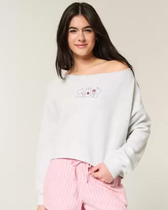 Easy Graphic Double Off-the-Shoulder Sweatshirt