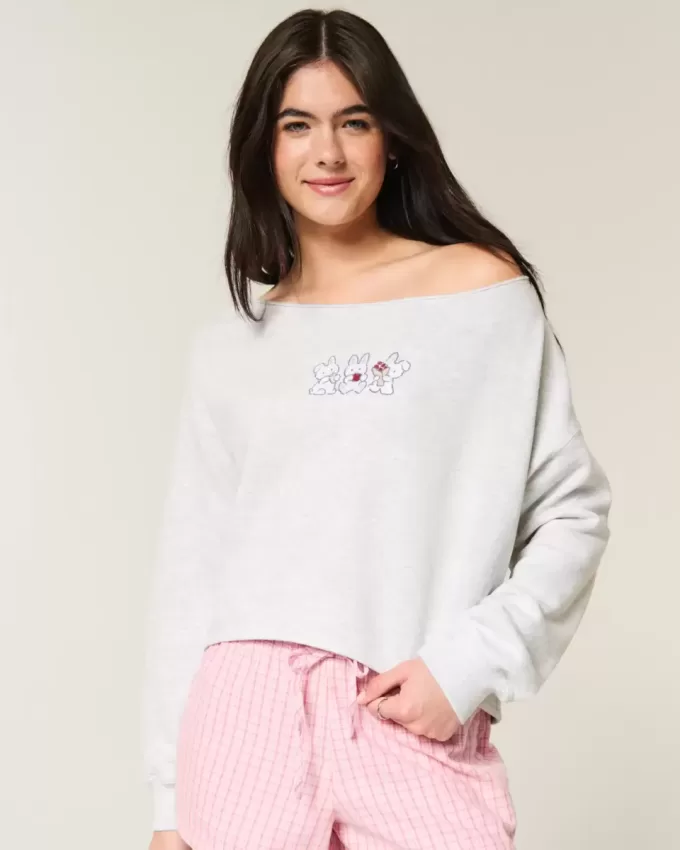 Easy Graphic Double Off-the-Shoulder Sweatshirt