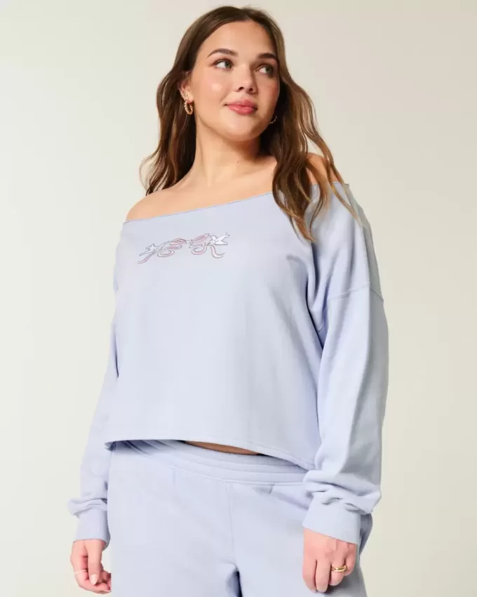 Easy Graphic Double Off-the-Shoulder Sweatshirt