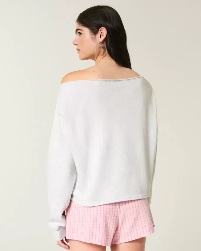 Easy Graphic Double Off-the-Shoulder Sweatshirt