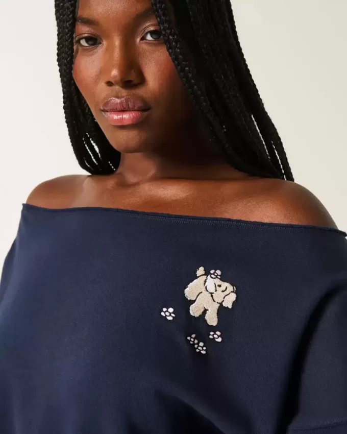 Easy Graphic Double Off-the-Shoulder Sweatshirt Easy Graphic Double Off-the-Shoulder Sweatshirt