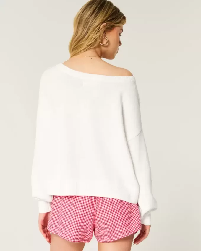 Easy Heart Graphic Off-the-Shoulder Sweater Easy Heart Graphic Off-the-Shoulder Sweater