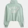 Easy New York Graphic Half-Zip Cutoff Sweatshirt
