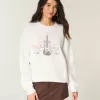 Easy New York Guitar Studded Graphic Crew Sweatshirt