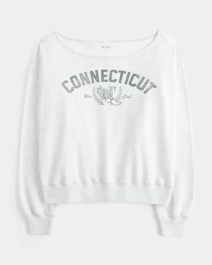 Easy Off-the-Shoulder Connecticut Graphic Sweatshirt