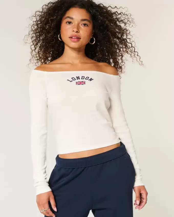 Easy Off-the-Shoulder London Graphic Tee Easy Off-the-Shoulder London Graphic Tee