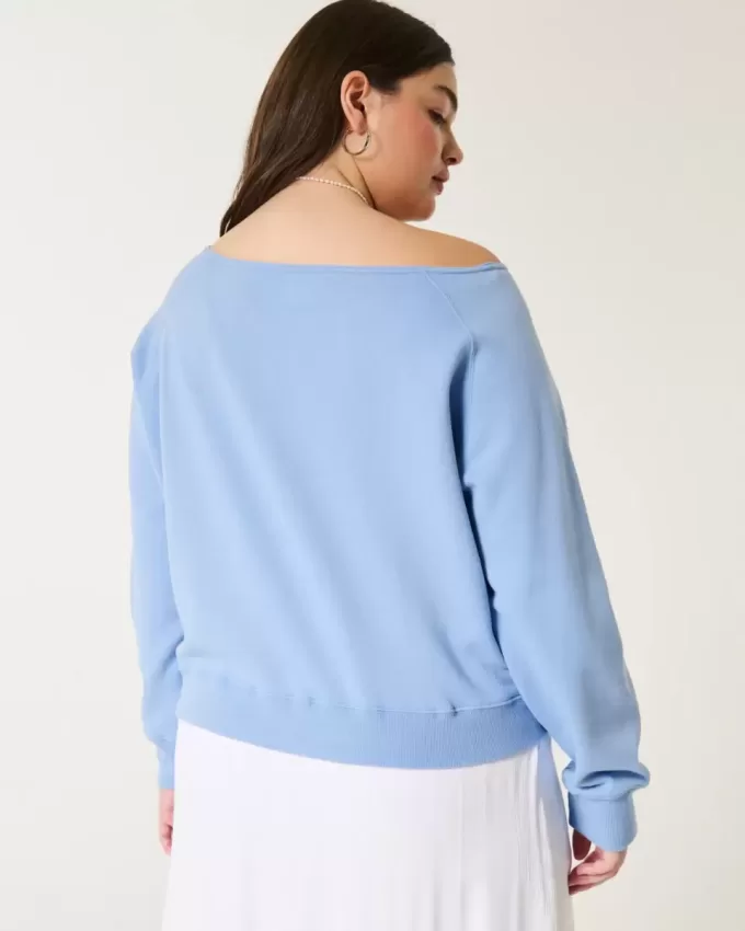 Easy Off-the-Shoulder Making Waves Graphic Crew Sweatshirt Easy Off-the-Shoulder Making Waves Graphic Crew Sweatshirt