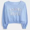 Easy Off-the-Shoulder Making Waves Graphic Crew Sweatshirt Easy Off-the-Shoulder Making Waves Graphic Crew Sweatshirt