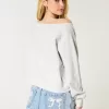 Easy Off-the-Shoulder Number Graphic Crew Sweatshirt Easy Off-the-Shoulder Number Graphic Crew Sweatshirt