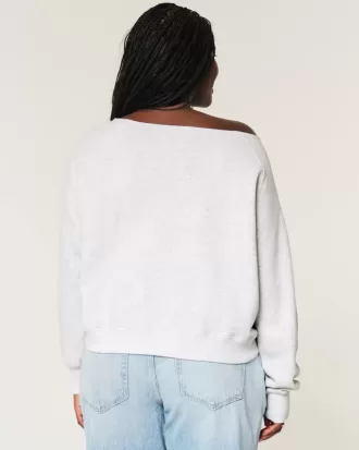 Easy Off-the-Shoulder Number Graphic Sweatshirt