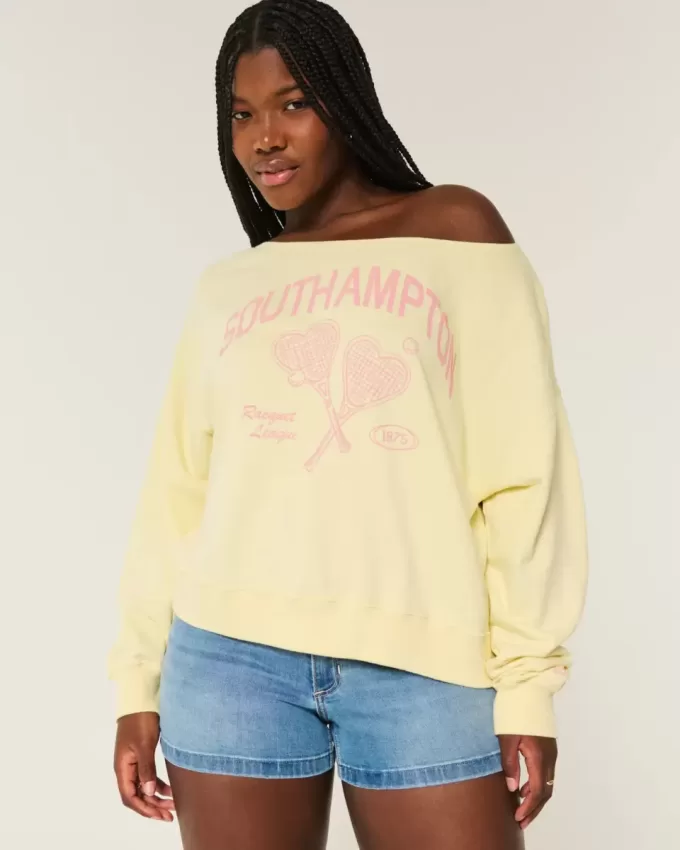 Easy Off-the-Shoulder Southampton Graphic Sweatshirt Easy Off-the-Shoulder Southampton Graphic Sweatshirt