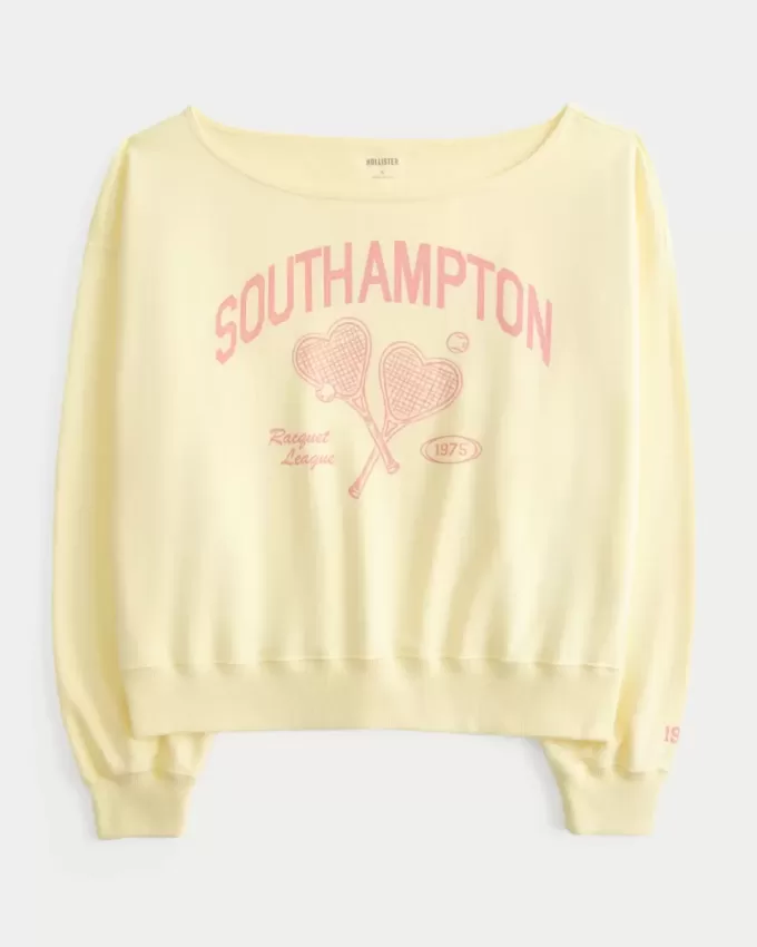 Easy Off-the-Shoulder Southampton Graphic Sweatshirt Easy Off-the-Shoulder Southampton Graphic Sweatshirt
