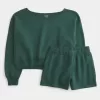 Easy Off-the-Shoulder Sweatshirt & Fleece Shorts Set Easy Off-the-Shoulder Sweatshirt & Fleece Shorts Set