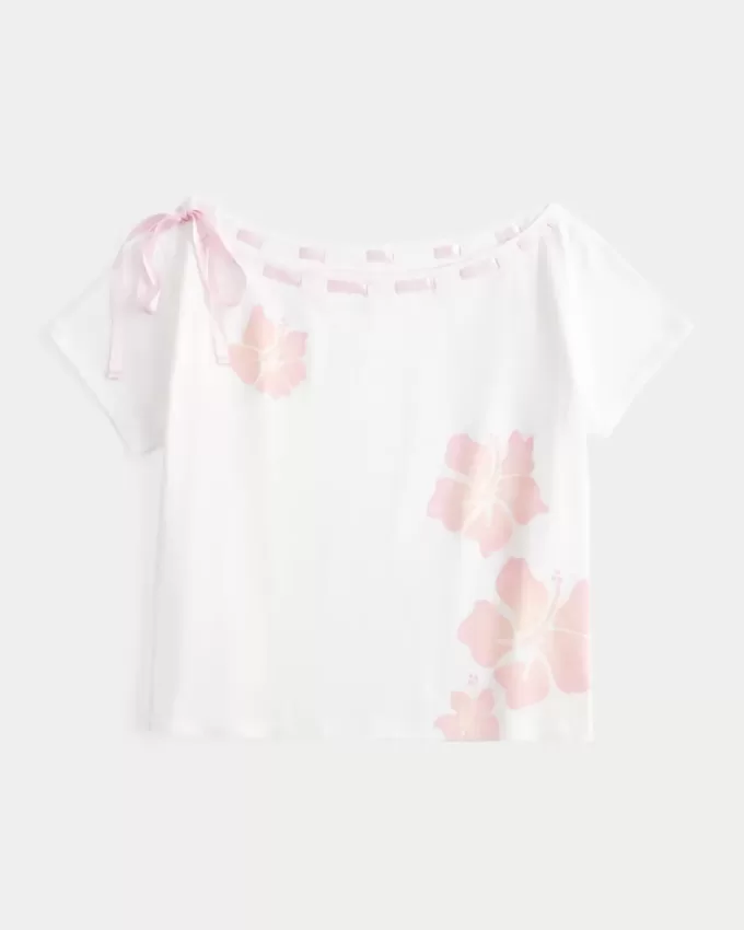 Easy Off-the-Shoulder Tie T-Shirt