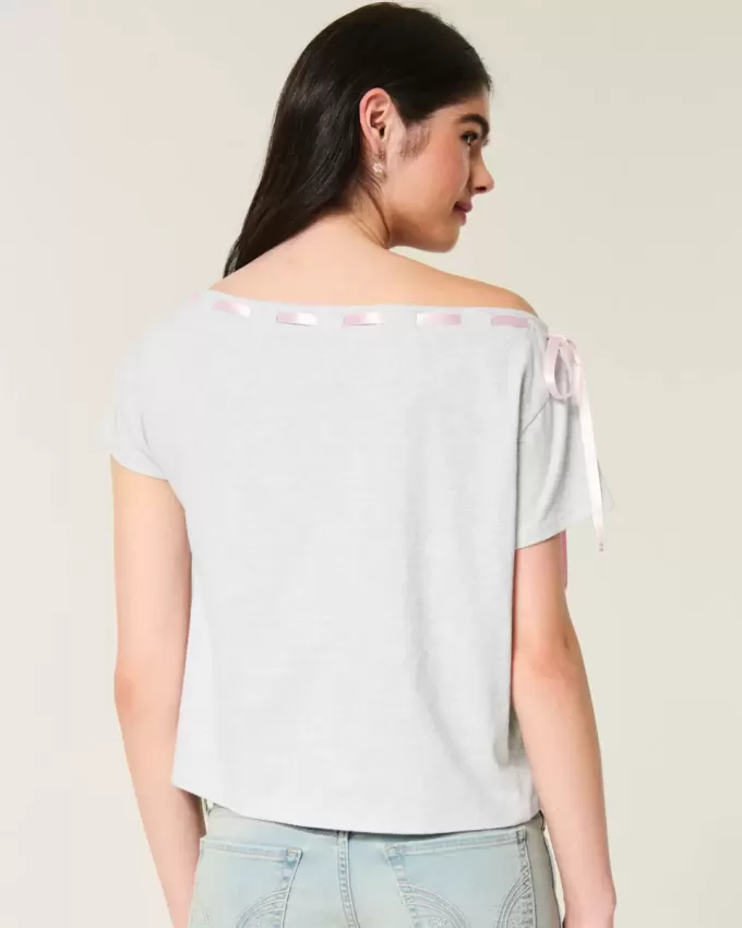 Easy Off-the-Shoulder Tie T-Shirt