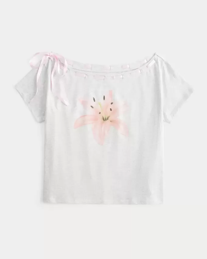 Easy Off-the-Shoulder Tie T-Shirt