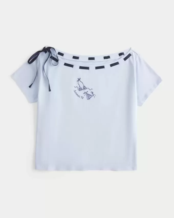 Easy Off-the-Shoulder Tie T-Shirt